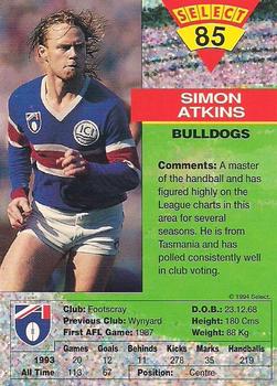 1994 Select AFL #85 Simon Atkins Back